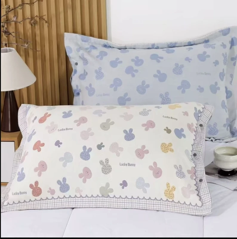 【木帛织物】满兔套一对装 四季卡通风纯棉亲肤成人柔软枕头套