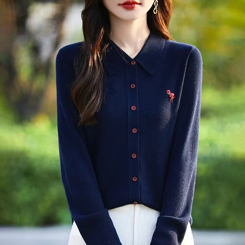 POLO精纺羊毛针织长袖开衫上衣NS3318