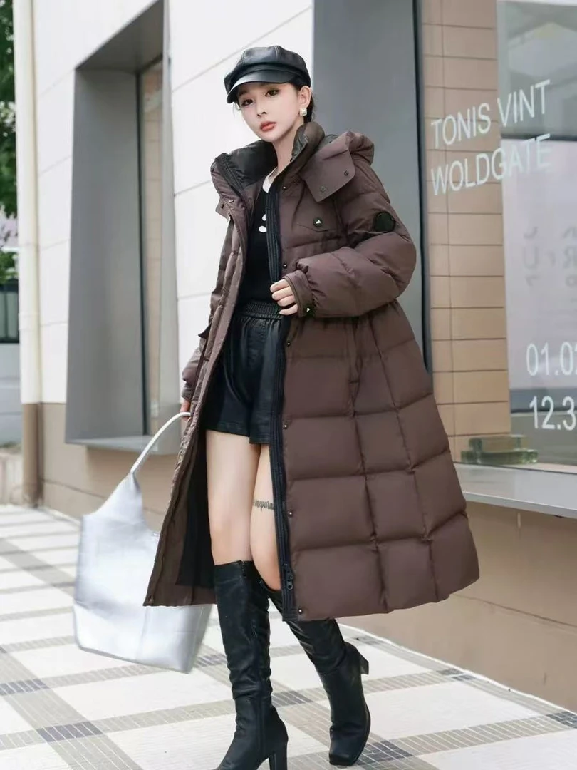 格调美美 675 欧货大牌宽松加厚长款过膝羽绒服