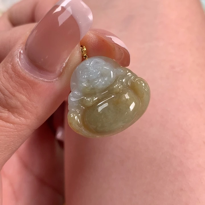 翡翠颈饰18K金镶嵌佛公
