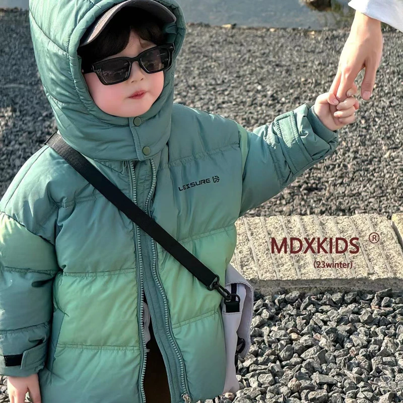 郝叔童品HM3429男童渐变羽绒服2023冬装新款加厚儿童潮酷外套
