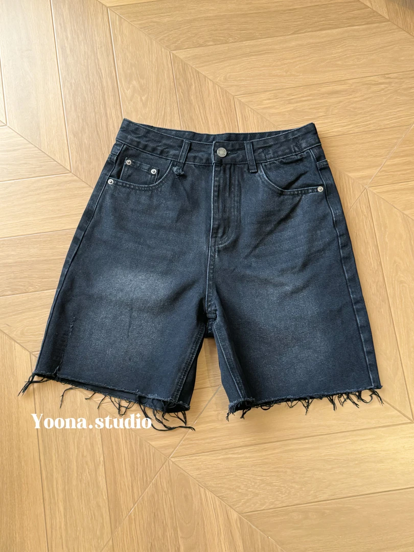 【U娜】夏季小众设计款做旧牛仔中裤