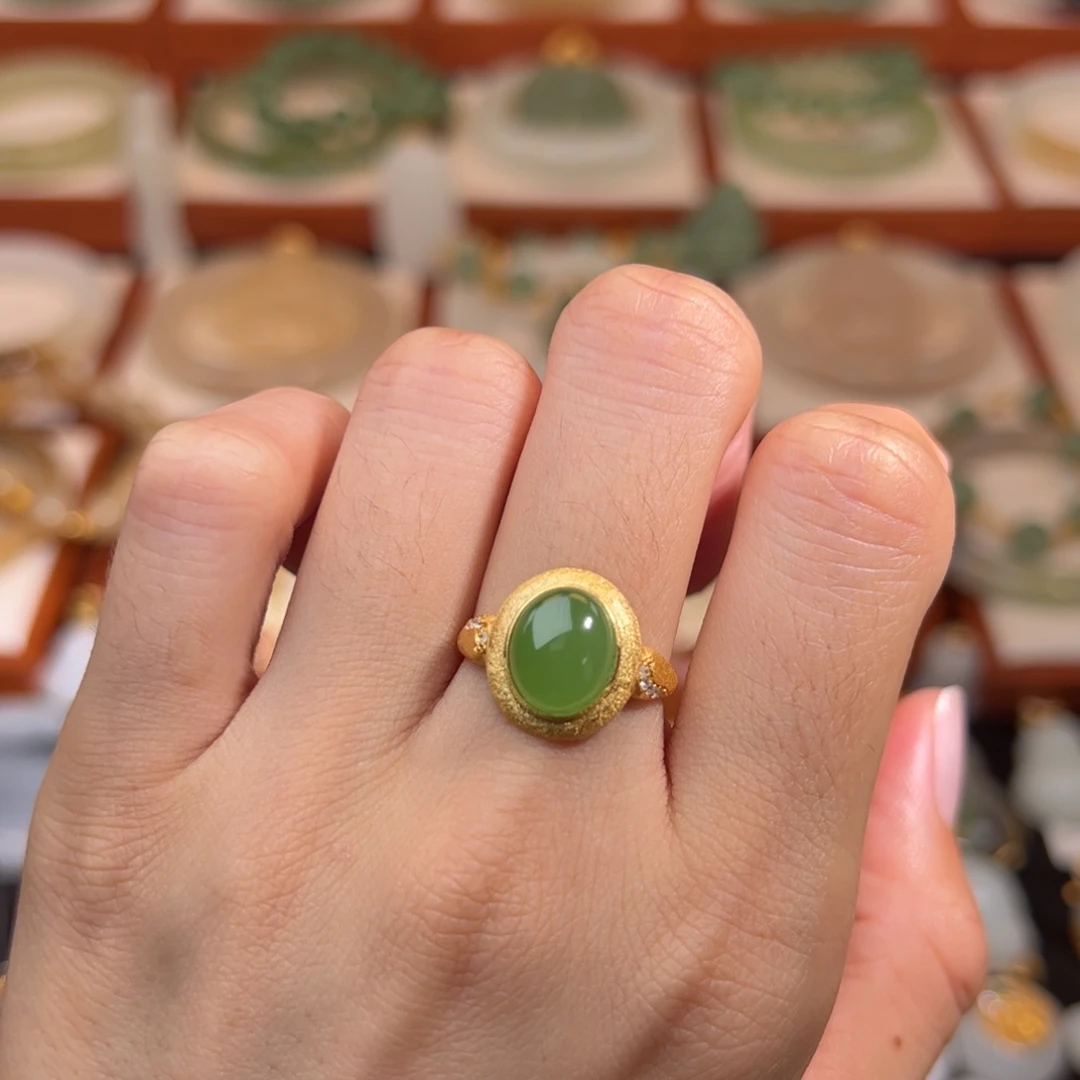 和田玉银S925镶嵌戒指