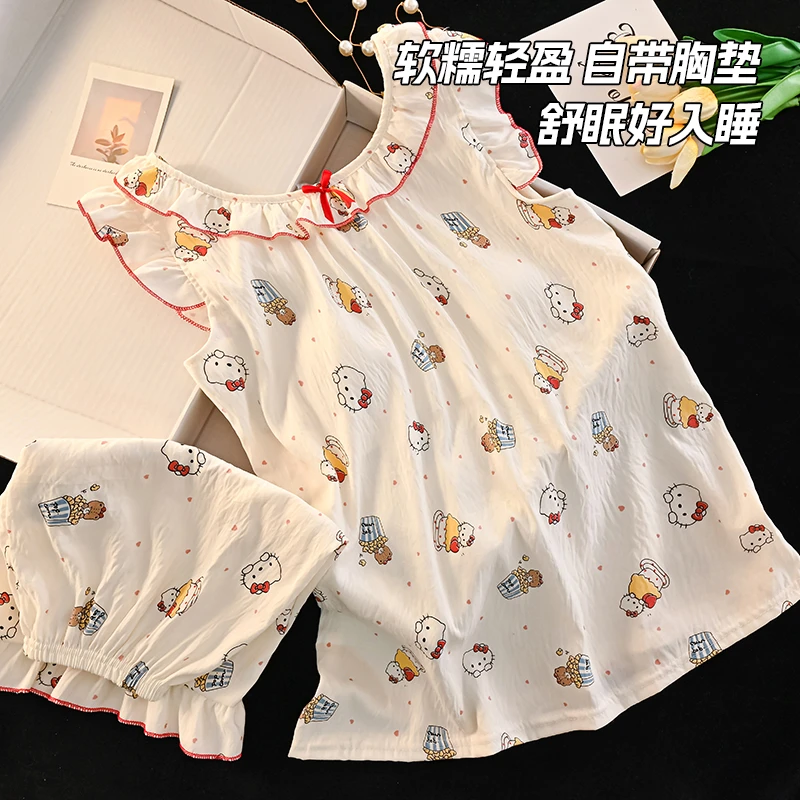 儿童睡衣女两件套夏季薄款2025新款背心公主风女童可爱短裤家居服