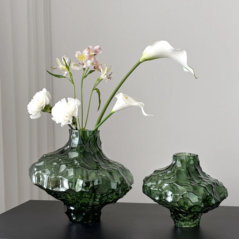 高级感创意风玻璃丹麦峡谷花瓶客厅插花摆件居家装饰山谷花器