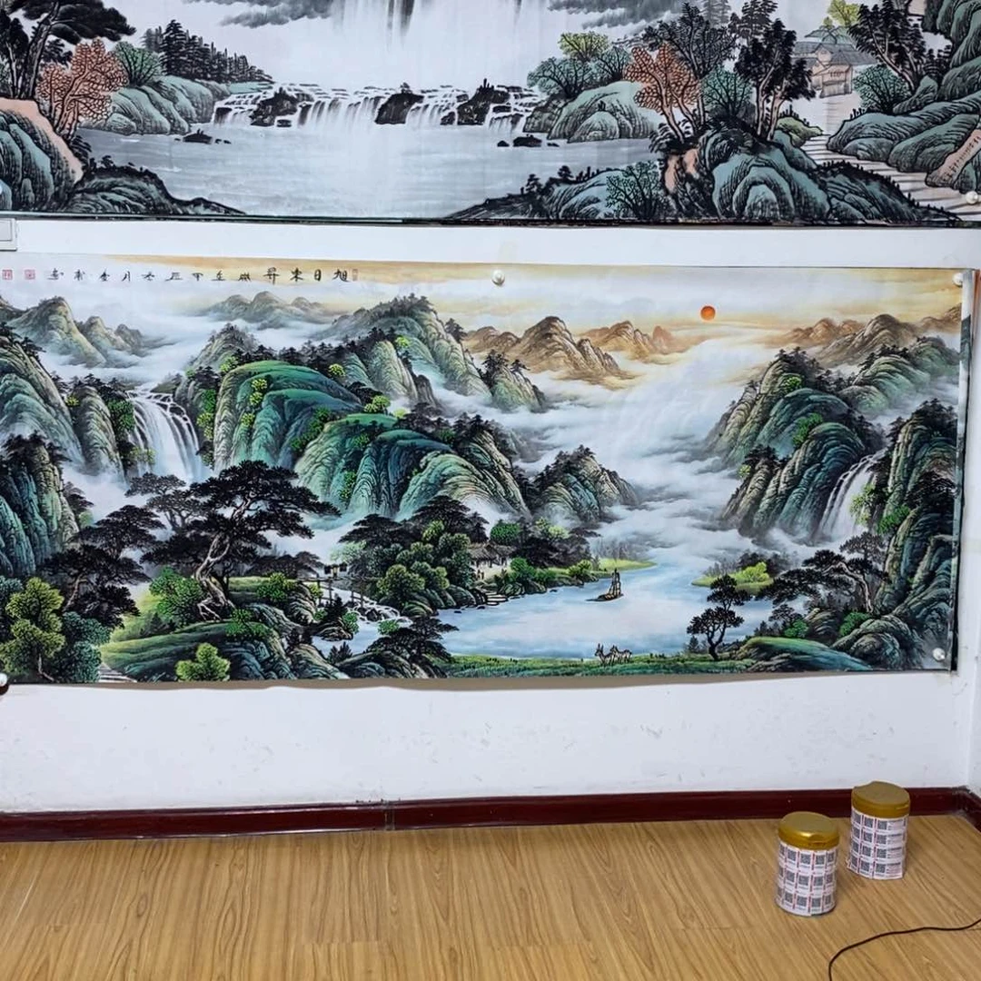 国画平2.4米长的旭日东升