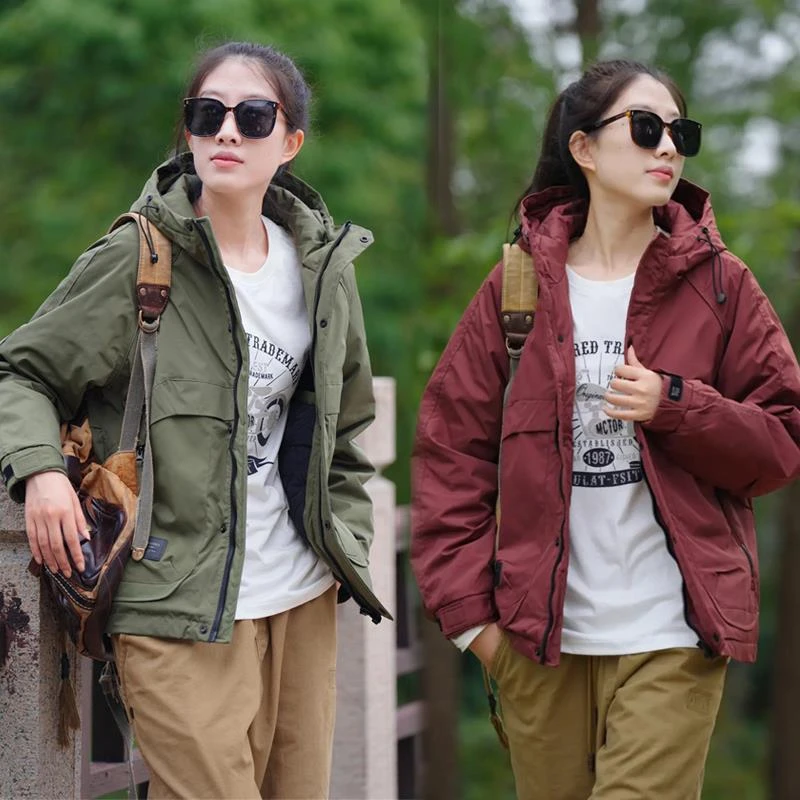 红路皇2025冬季新款韩版休闲工作服夹克二棉外套男潮牌冲锋衣加厚