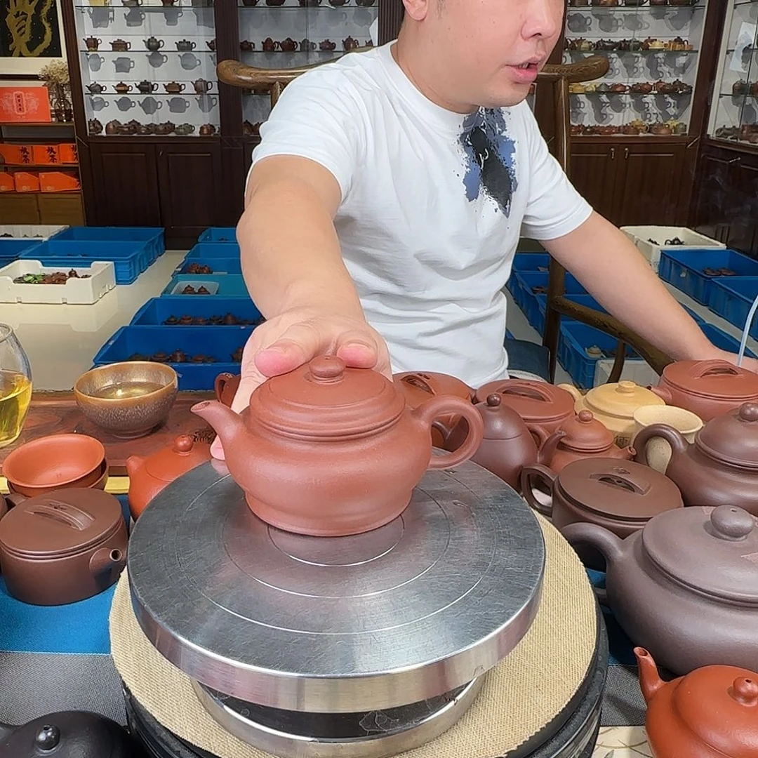 紫砂茶壶虚扁底槽清