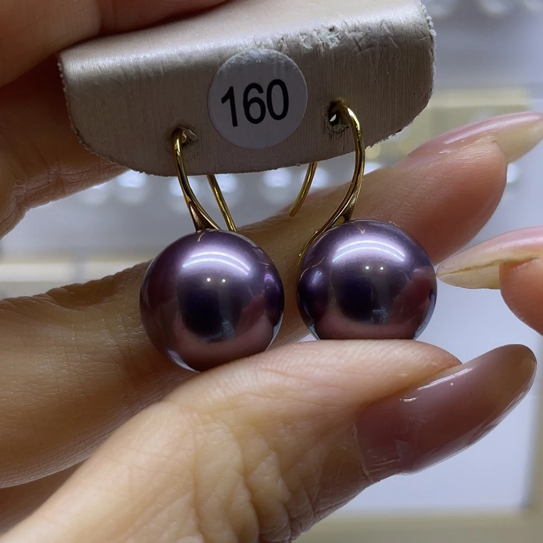 耳饰银S925镶嵌淡水珍珠