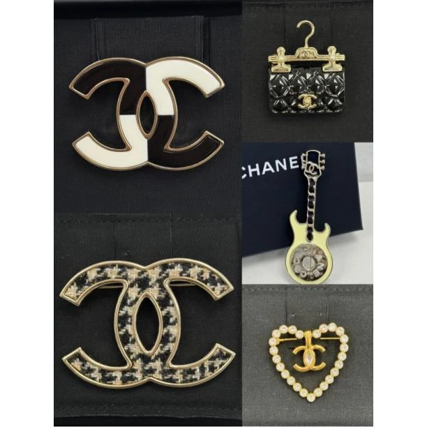 全新未使用 Chanel/香奈儿 双C 衣架胸针 拼色胸针 吉他胸针