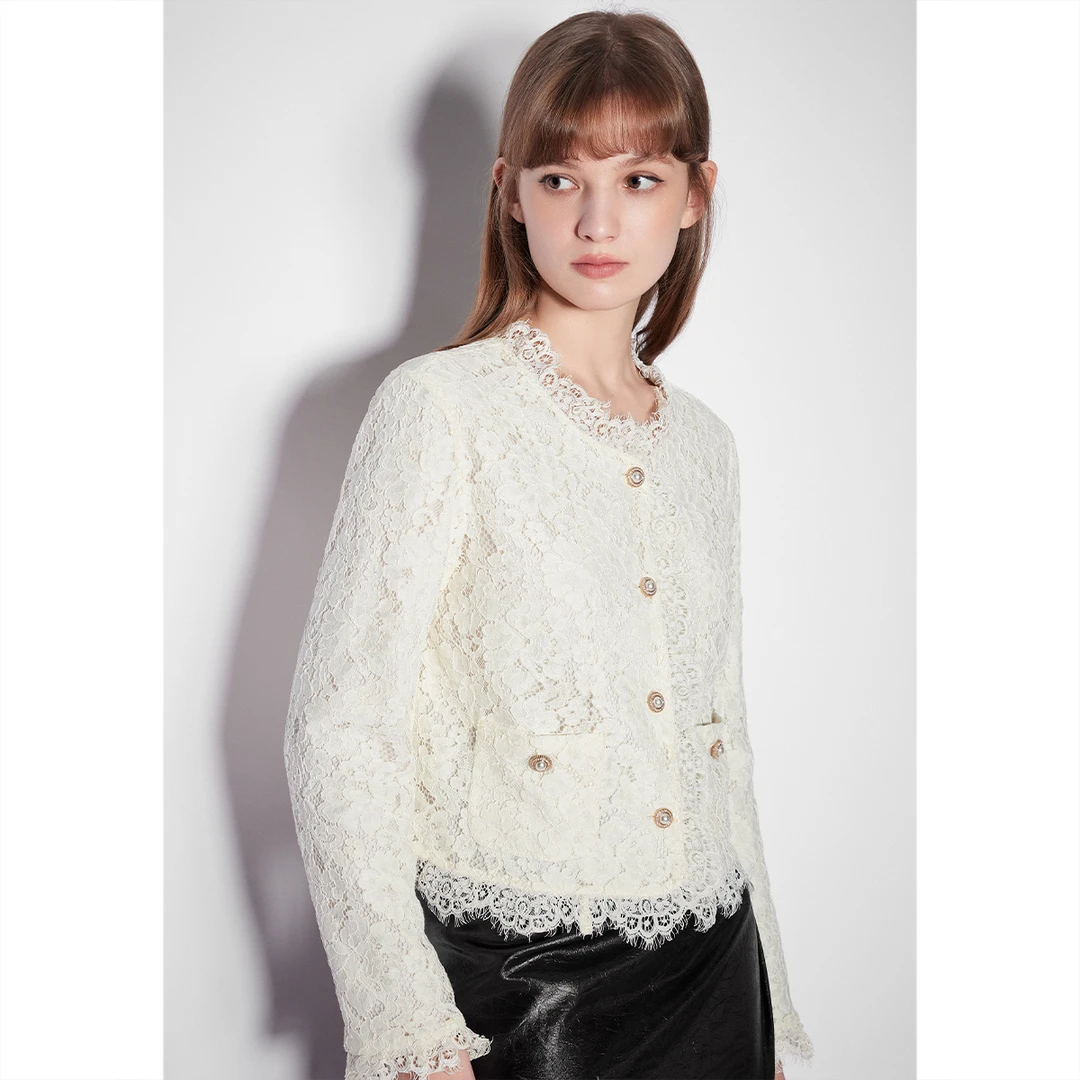 SALT.P可颜秋法式股线蕾丝花边香风单穿内搭上衣衬衫AC35270140