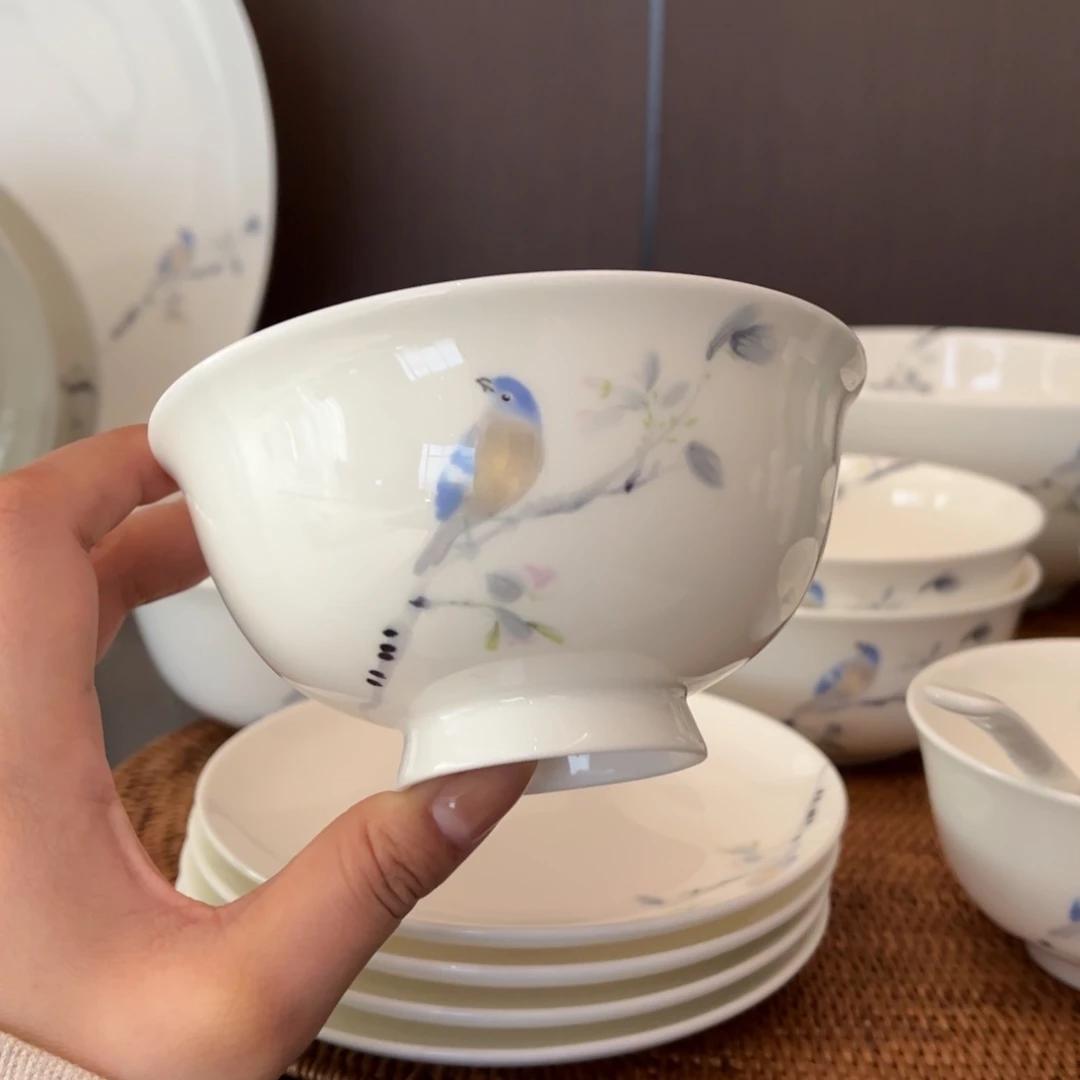 瓷片春风禾雀高足碗