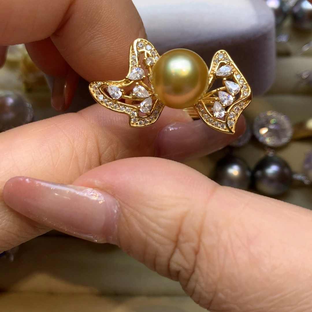 银S925镶嵌戒指海水珍珠