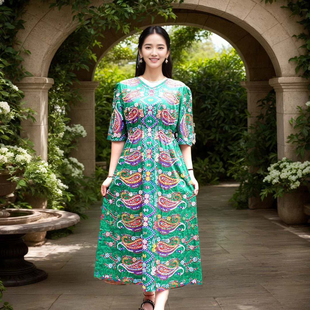 异域风情波西米亚手工钉珠连衣裙女装连衣裙显瘦复古民族风时尚