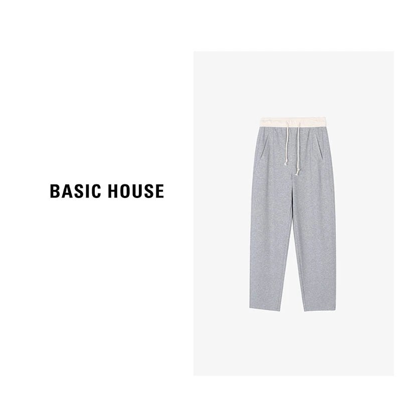 Basic House/百家好春季直筒宽松潮流抽绳休闲长裤-B0624H5S182
