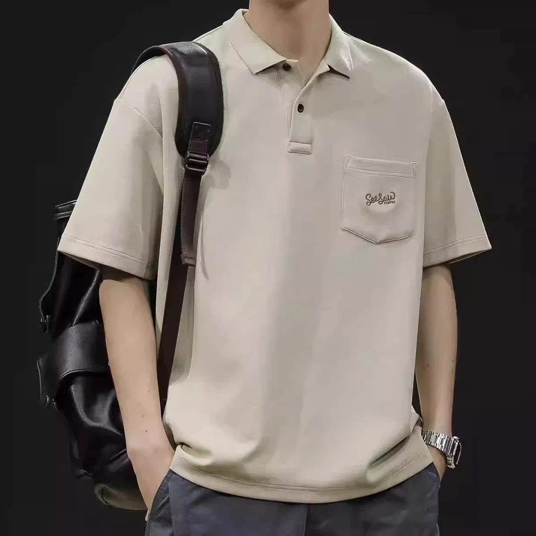 潮龛POLO衫男短袖t恤男士夏季宽松大码男装潮牌2025新款重磅体恤