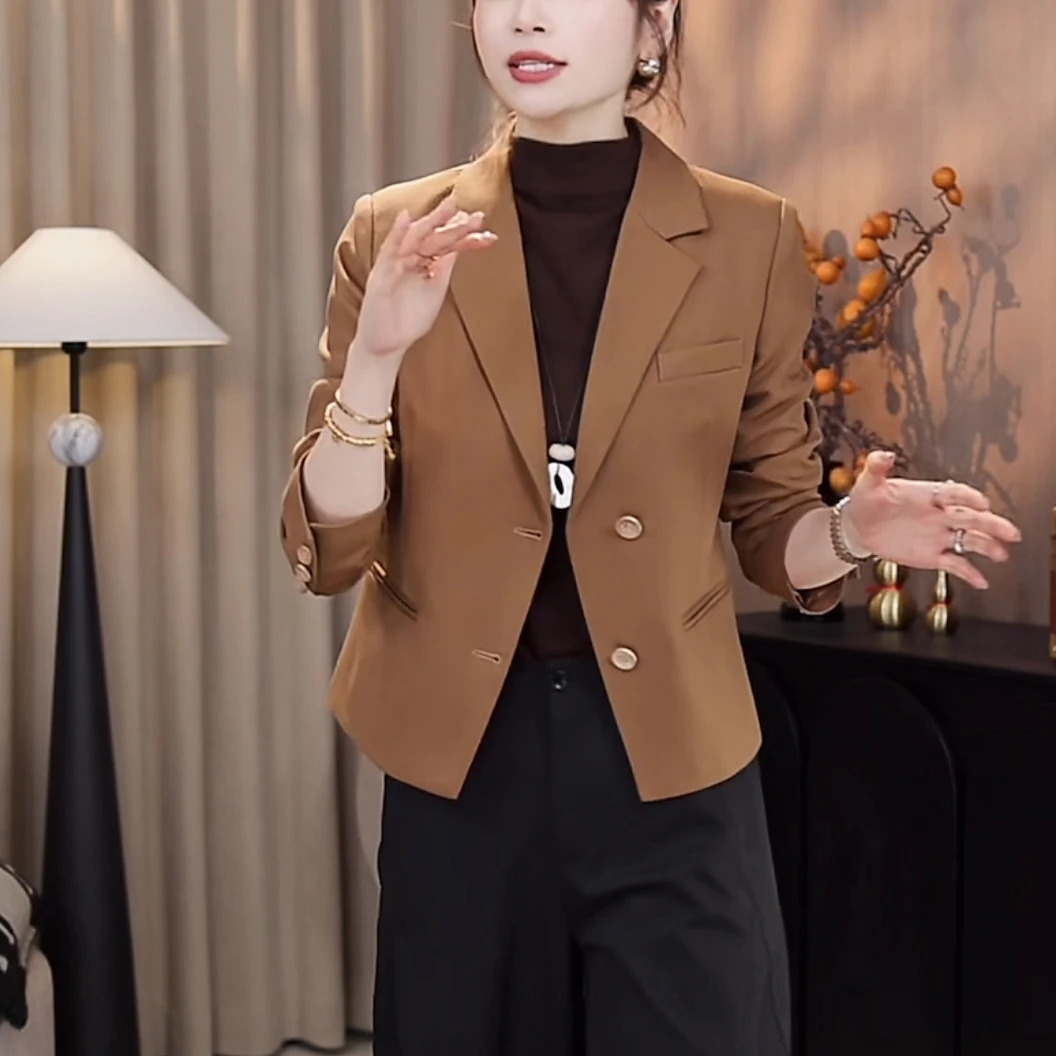 小个子西服女上衣外套正肩2025新款春秋时尚洋气小西装外套女短款