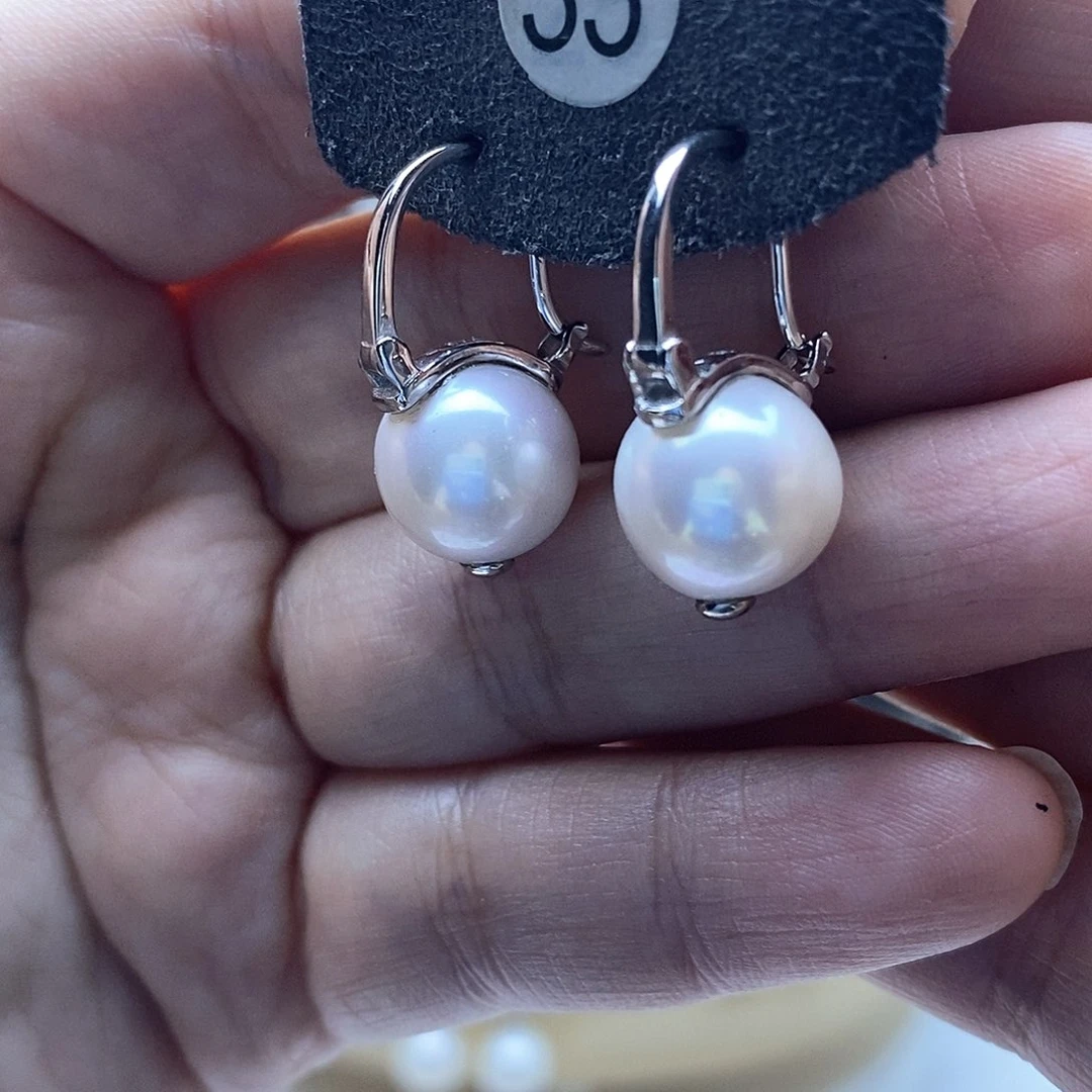 银S925镶嵌淡水珍珠耳饰