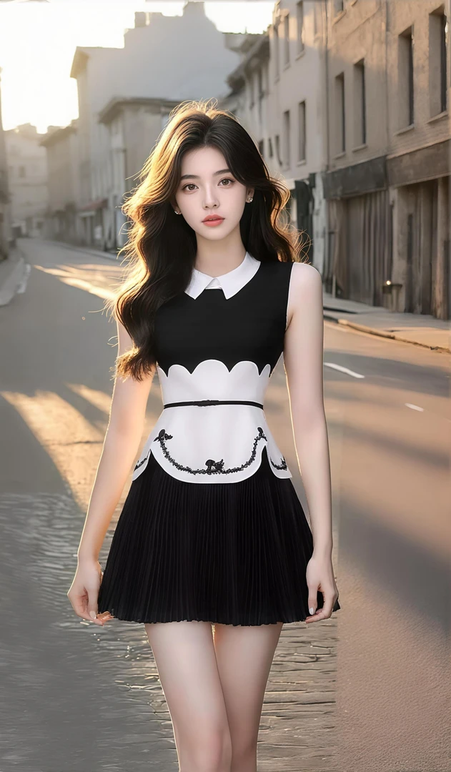 黑白拼接小众设计感新款辣妹时尚气质显瘦收腰蕾丝个性夏季连衣裙