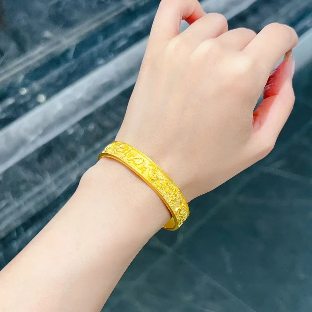 【新美源】足金999 錾刻工艺喜上枝头开口手镯56.21克