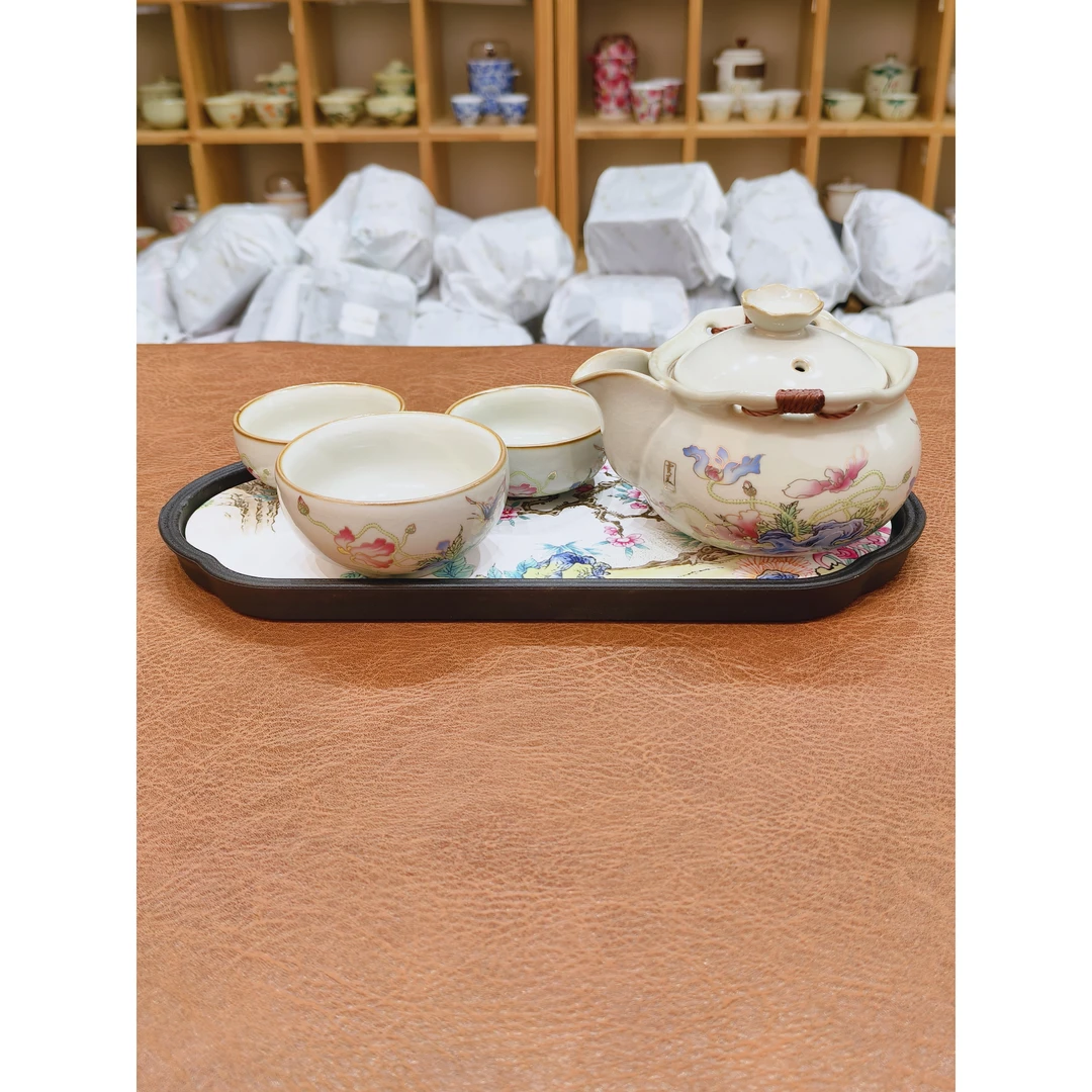 蝶恋花美人宝瓶书手抓壶配2杯+茶盘mc119