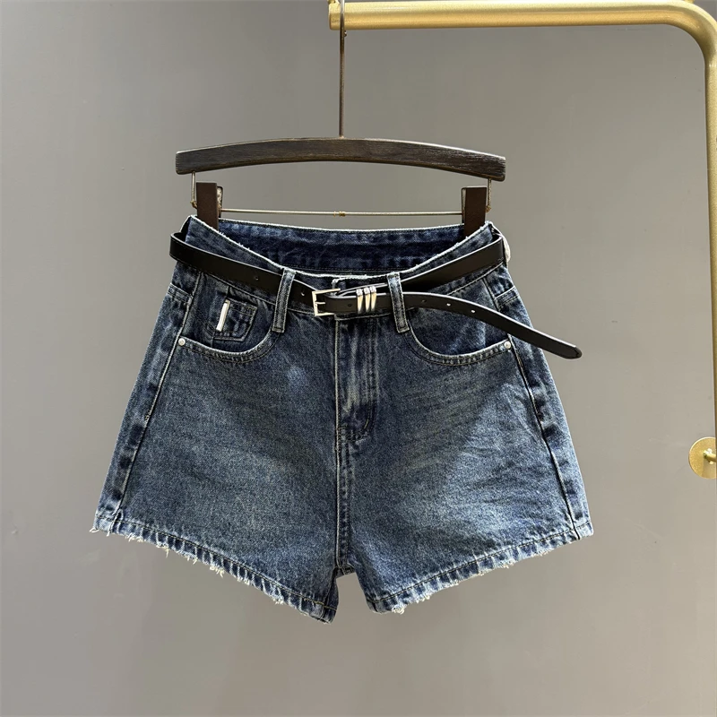 欧洲站2025年夏季新款高腰辣妹复古牛仔短裤女显瘦a字阔腿热裤ins