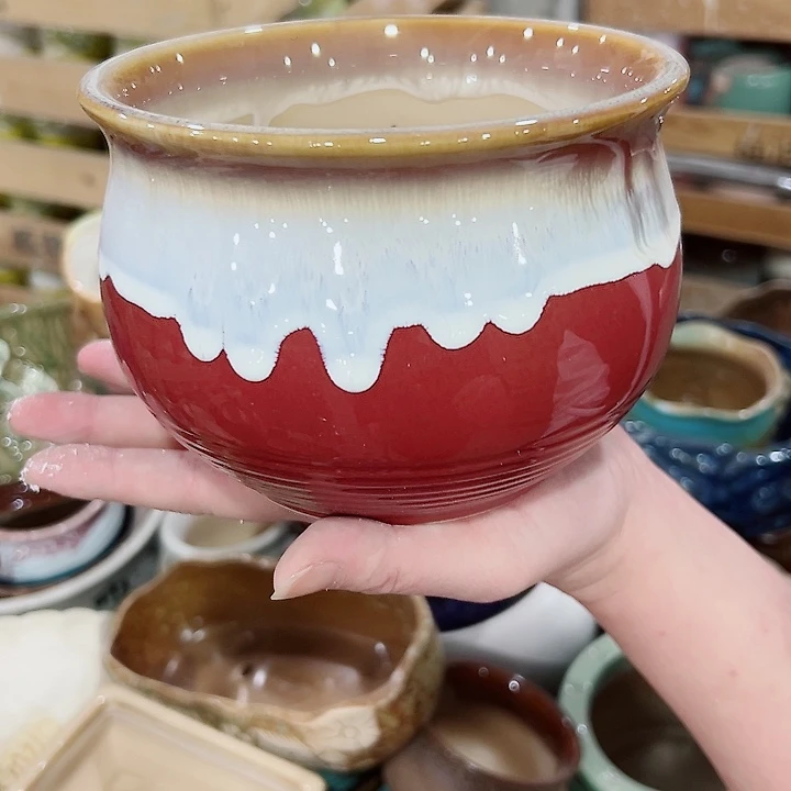 有孔.凑满10元发货多肉陶瓷花盆！