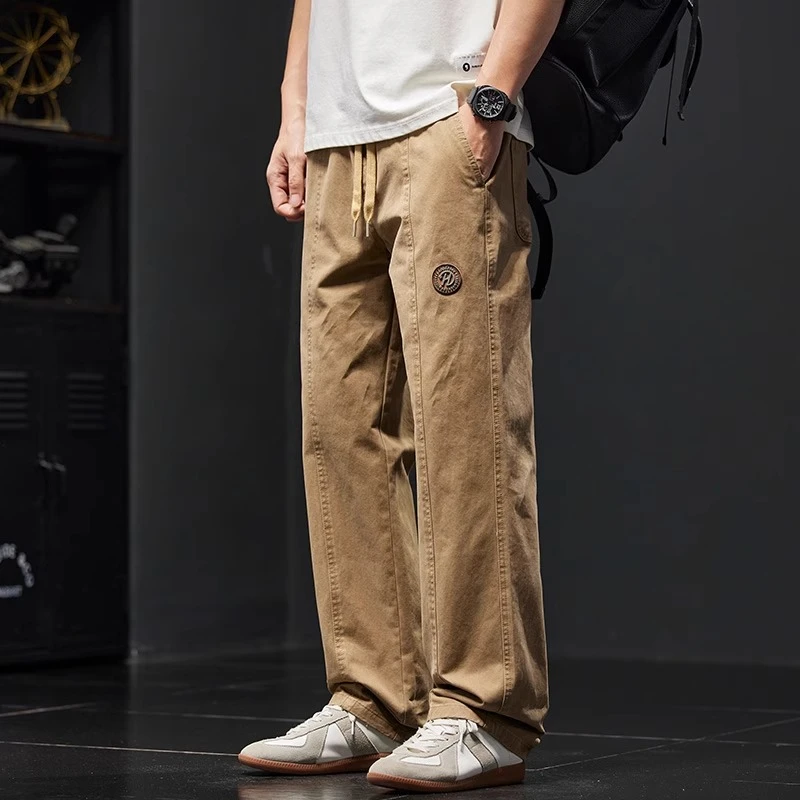 美式复古工装休闲裤男士2025春夏薄款潮牌宽松直筒纯棉阔腿长裤男
