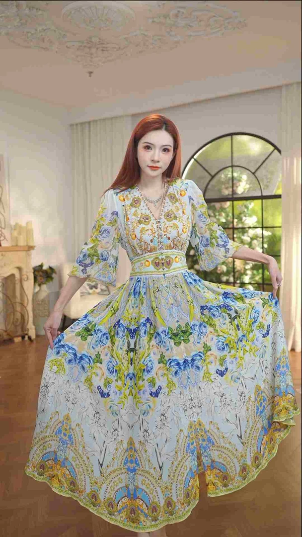 【2025-瑶瑶】高定重磅100桑蚕丝连衣裙24-1111-2