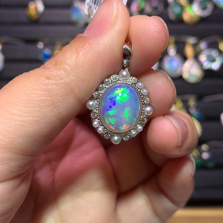 银S925镶嵌欧泊吊坠款式