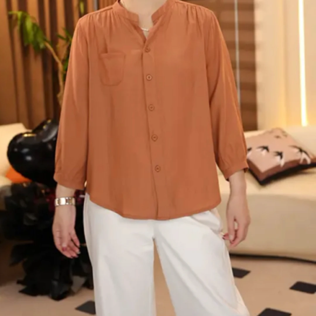 101 慵懒风简约气质九分袖衬衫薄款宽松休闲百搭显瘦防晒上衣