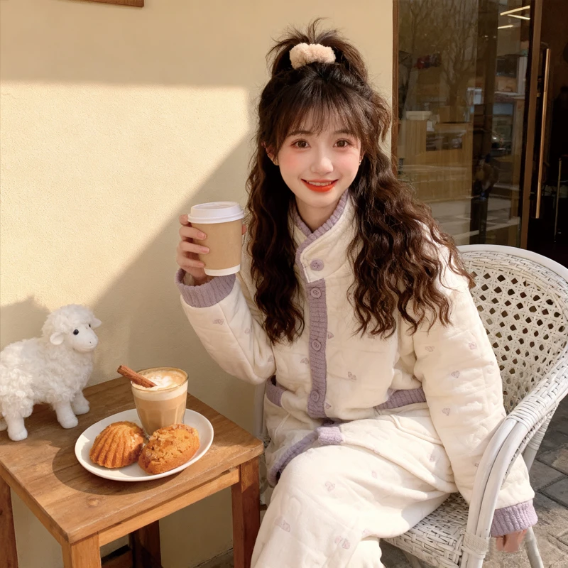 冬款保暖月子服产后空气棉加厚秋冬季产妇孕妇睡衣女哺乳装怀孕期