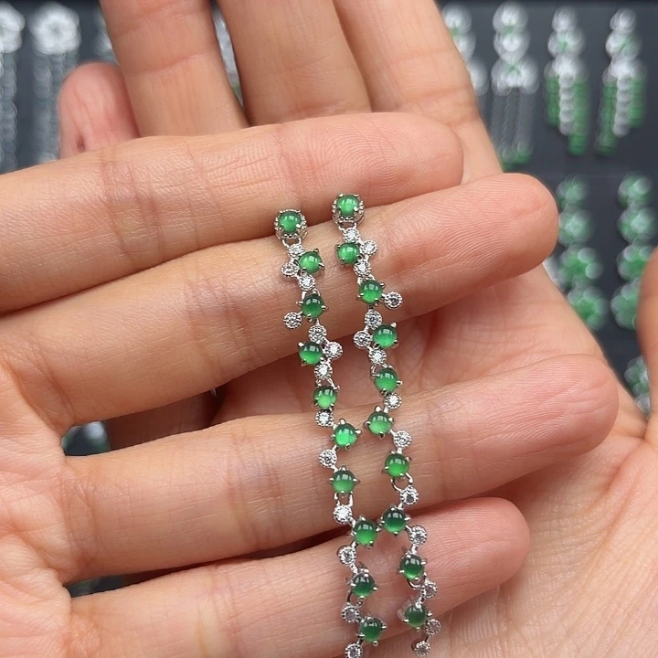 翡翠银S925镶嵌耳饰