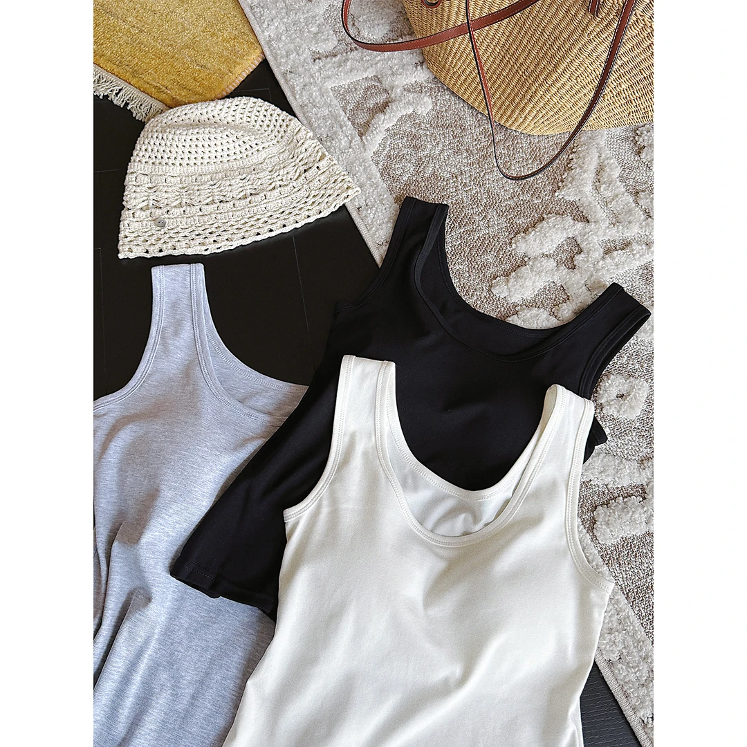 【MGDM】桑蚕丝胸垫一体无钢圈U型领背心女2025春TS3316