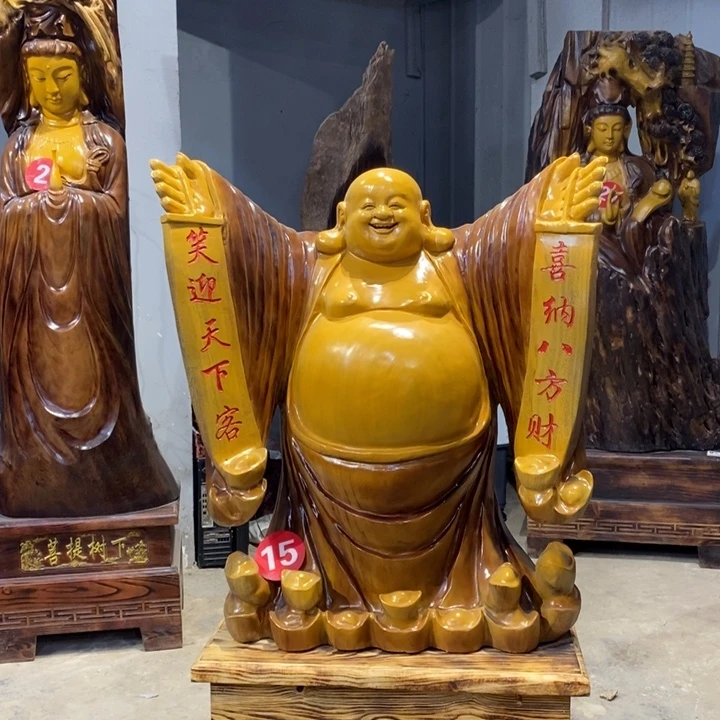 湖***兰香樟木海纳百川落地摆件