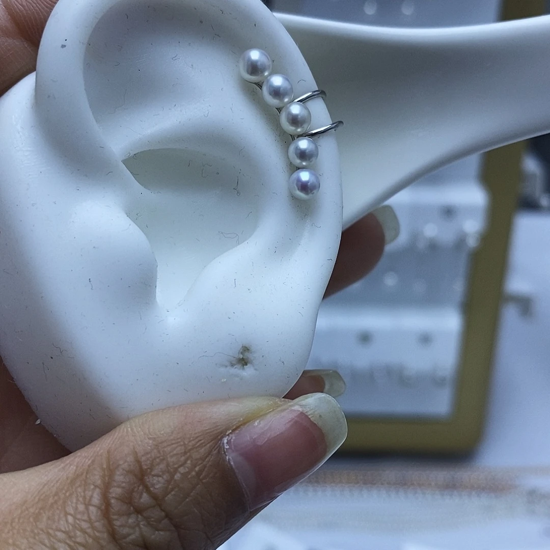 银S925镶嵌耳饰淡水珍珠0