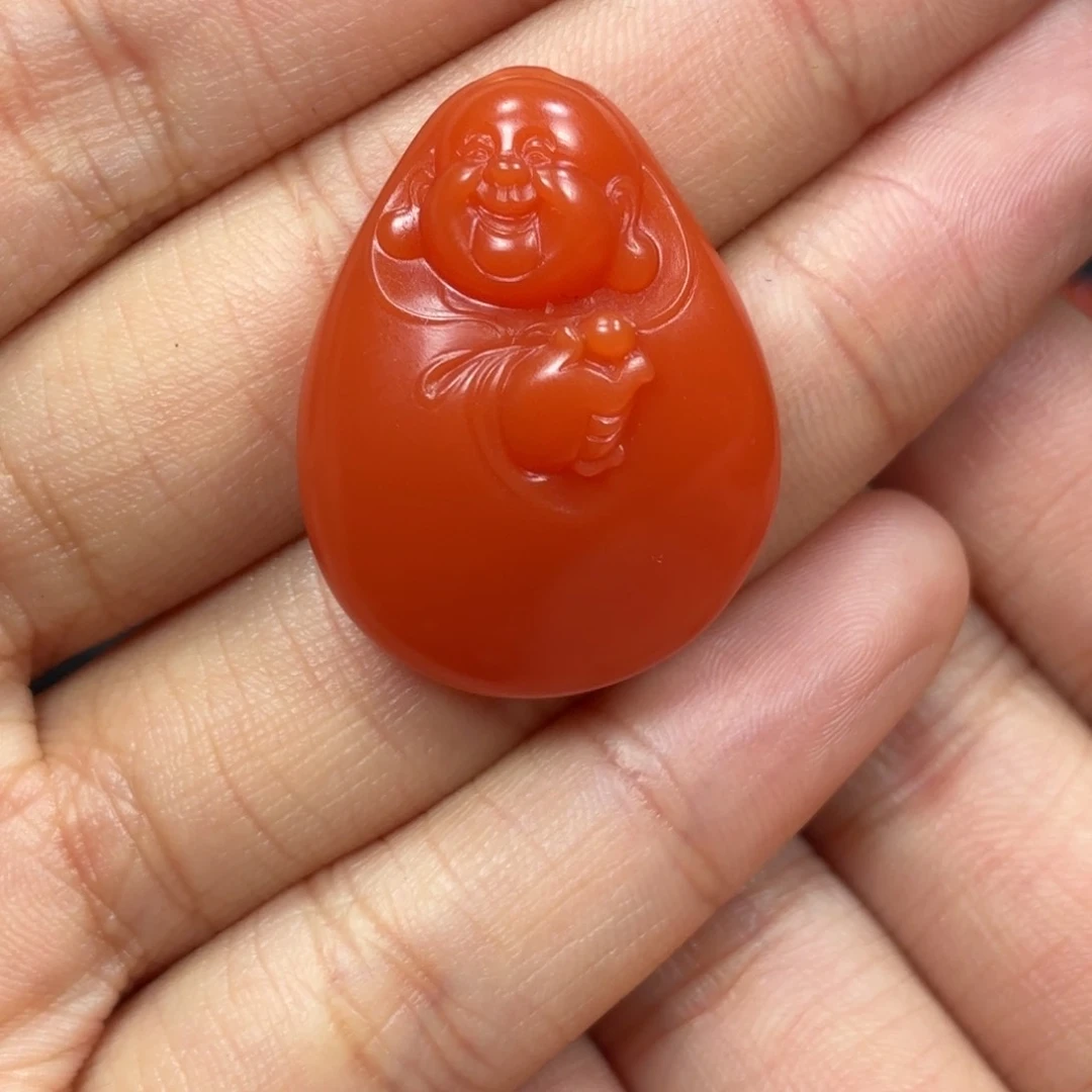未镶嵌弥勒佛吊坠南红玛瑙