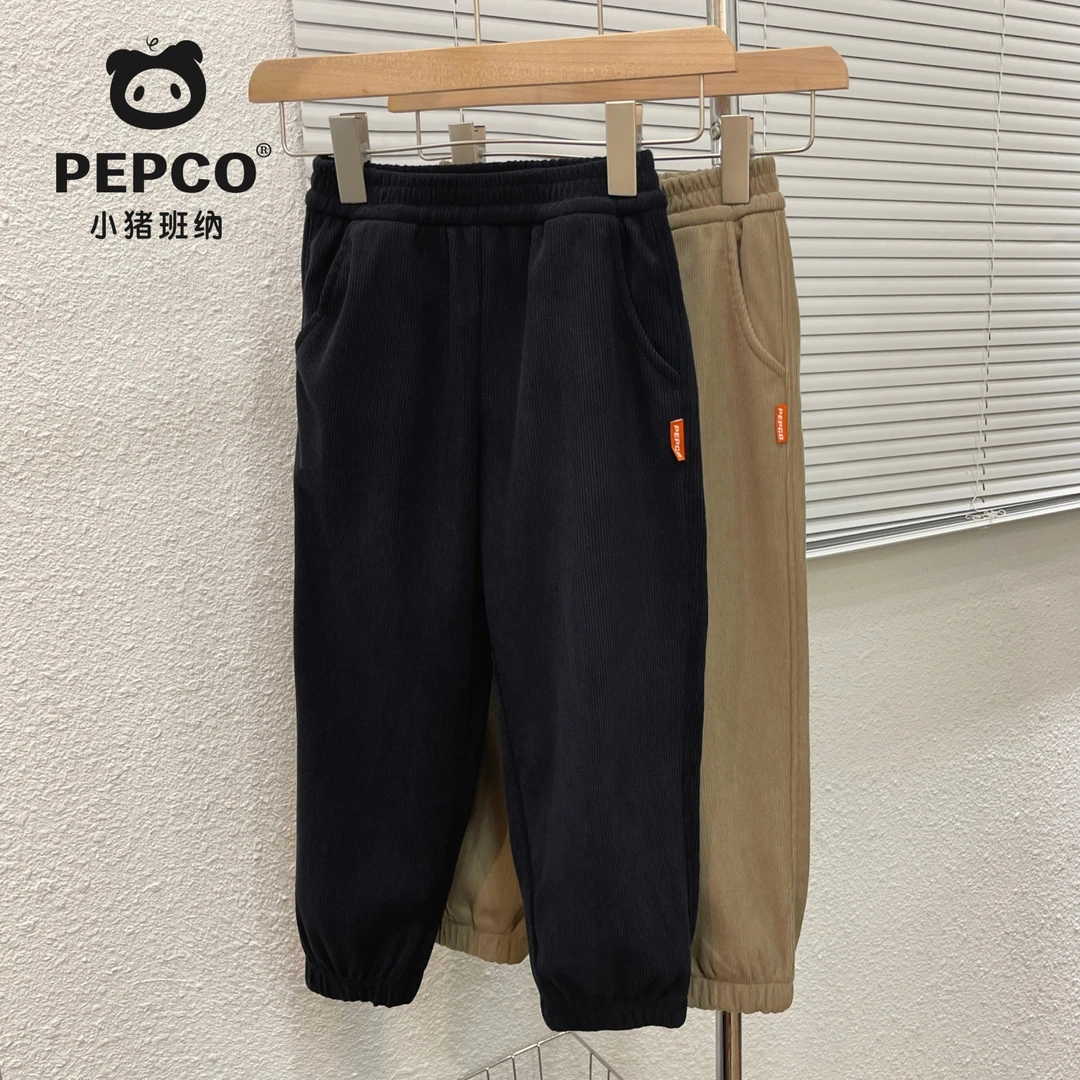 儿童灯芯绒长裤加绒加厚秋冬男女童一体绒男童裤子