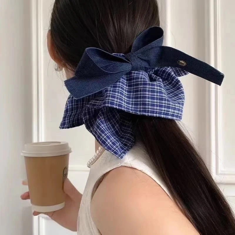韩系复古蝴蝶结方巾大肠发圈女新款高级感头圈发绳扎头发皮筋发饰