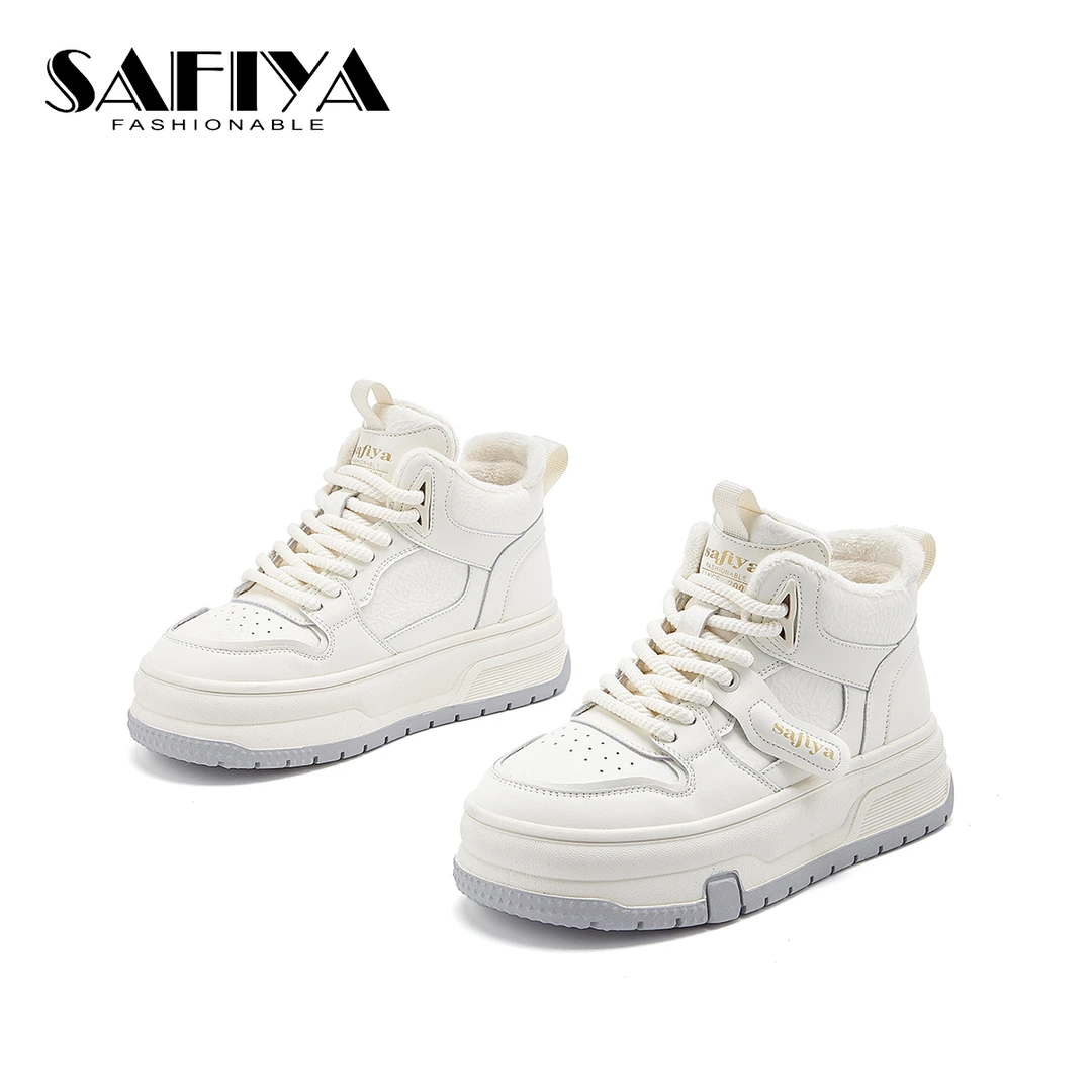 索菲娅Safiya2025春季新款系带百搭时尚休闲高帮小白鞋SF44112A47