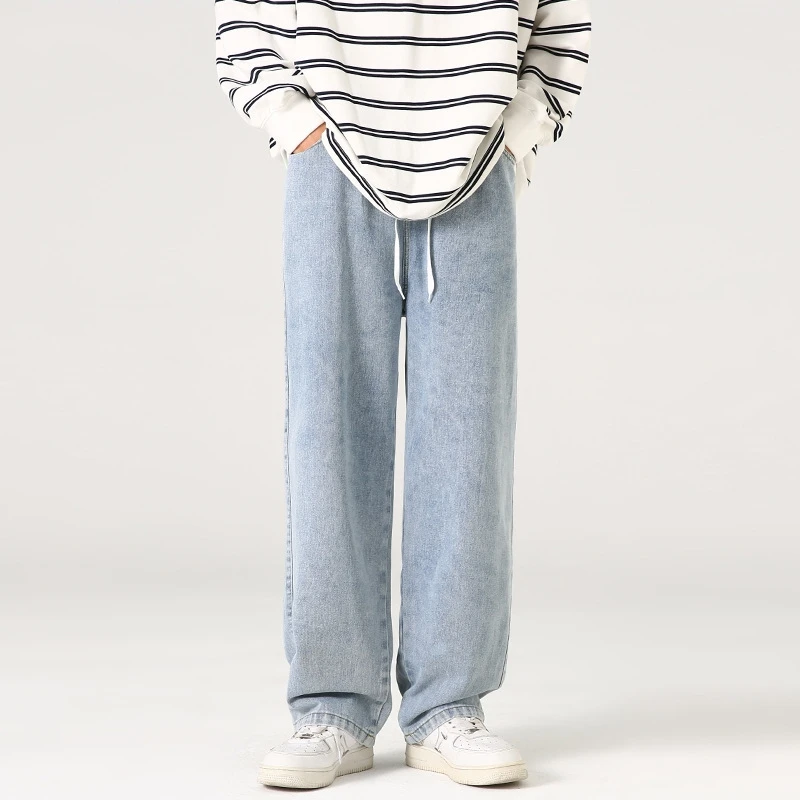 精品男装美式阔腿牛仔裤男潮牌宽松直筒复古港风显瘦休闲长裤子男