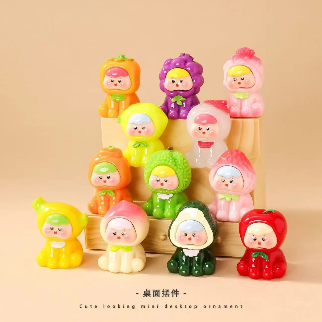 ［新款］直播拆 新款十二种水果崽崽萌粒可爱摆件