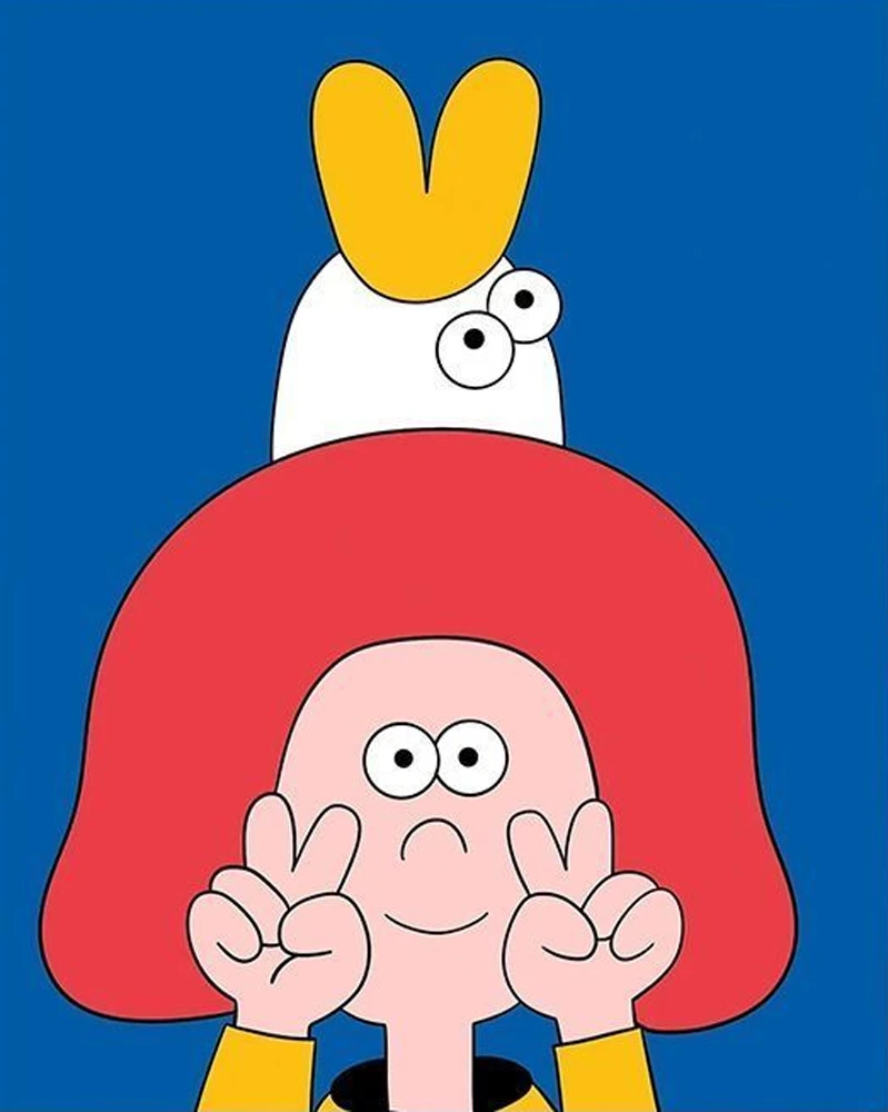 抽象极简diy填充手工礼物涂色高级搞怪手绘填色油彩画治愈系新款