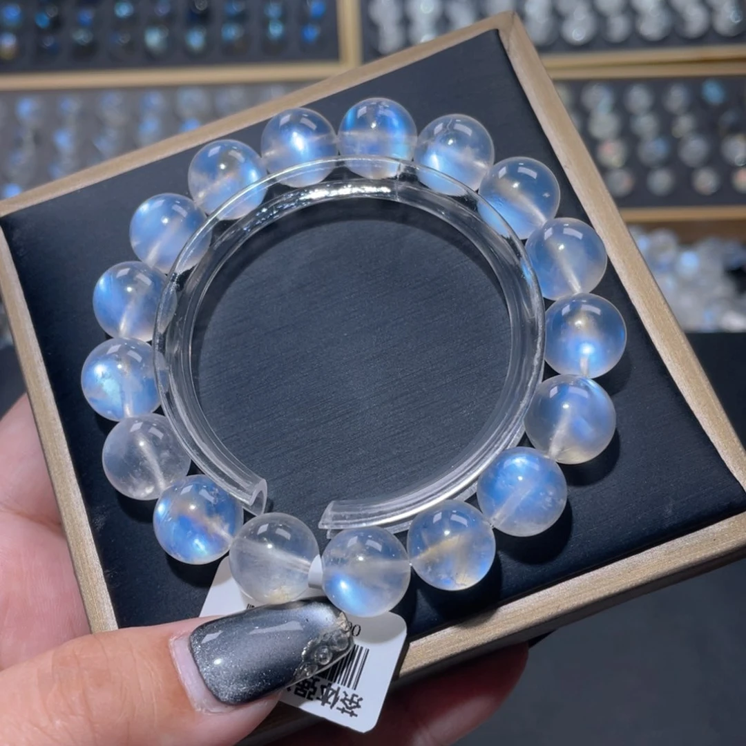 次***开手链未镶嵌长石蓝月光手链12mm