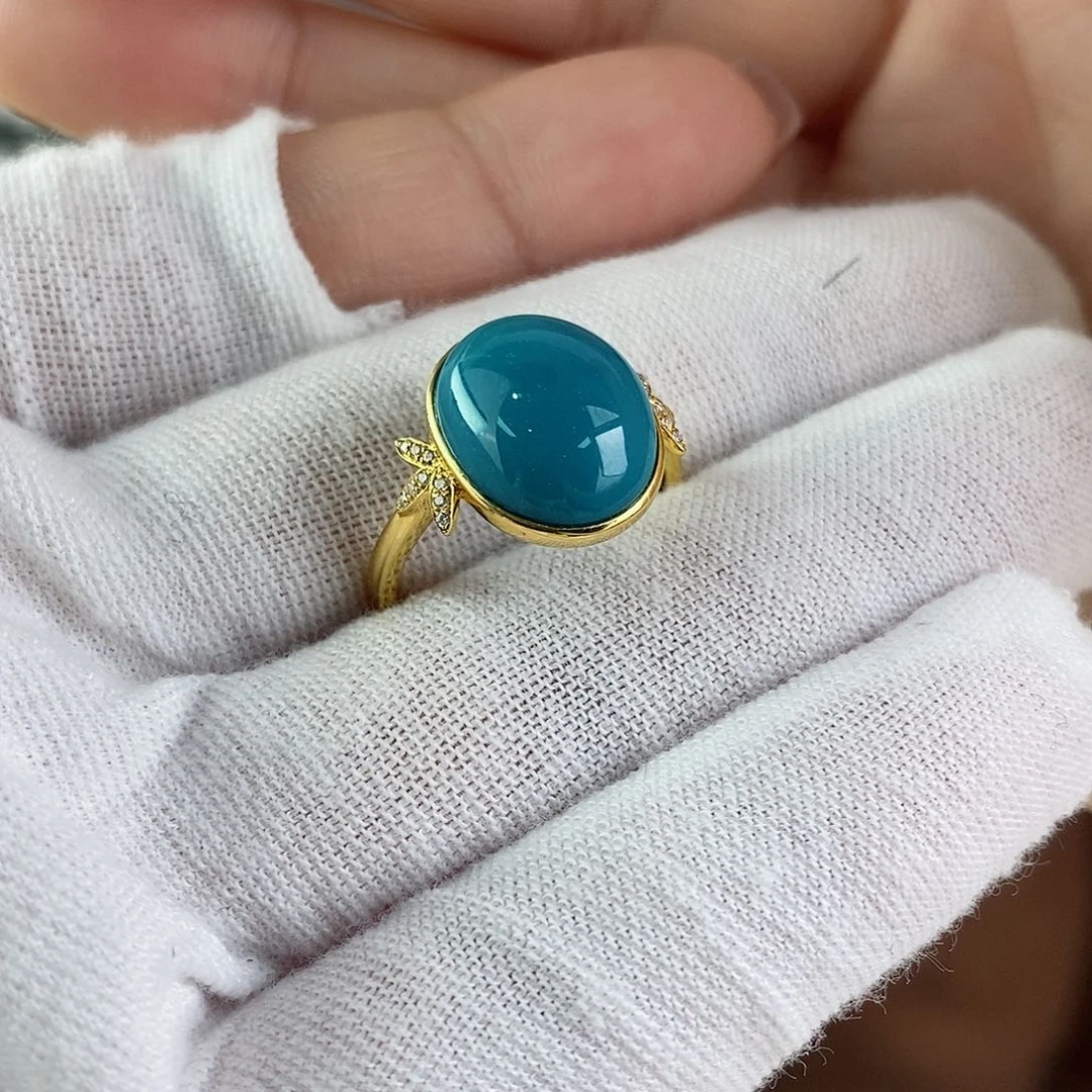 绿松石珠宝奇石18K金镶嵌J*