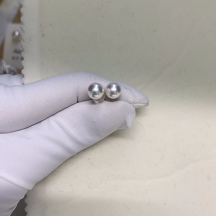 耳钉6.5-7海水珍珠18K金镶嵌