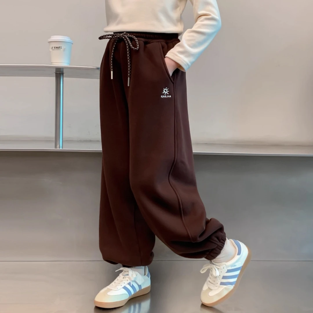 女童裤子秋冬装2025新款洋气儿童冬季加绒加厚卫裤大童休闲束脚裤