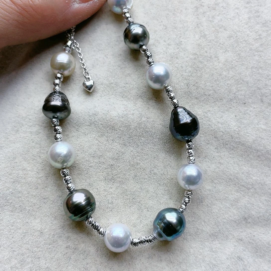 海水珍珠手绳银S925镶嵌