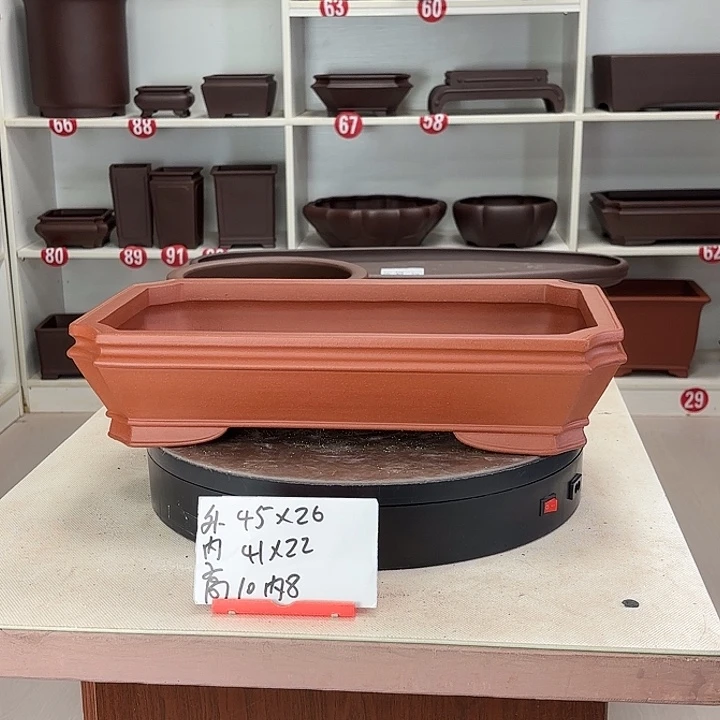 紫砂花盆中切角小