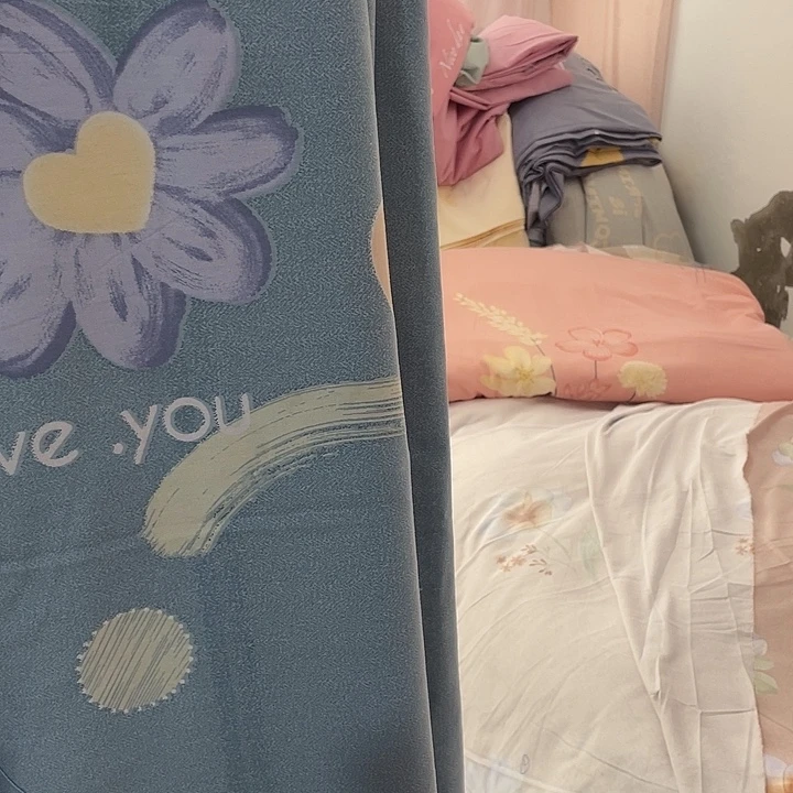 棉长绒棉蓝色爱心花朵3.2米